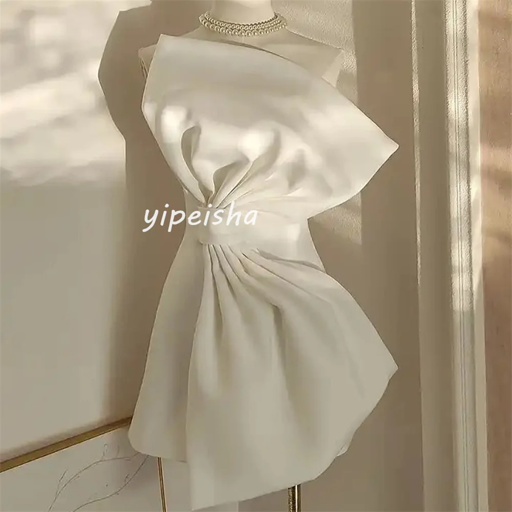 Customized Modern Style Bow A-line Strapless Short Dresses Homecoming Dresses Pastrol Unisex Chinese Style Formal Casual Simple 