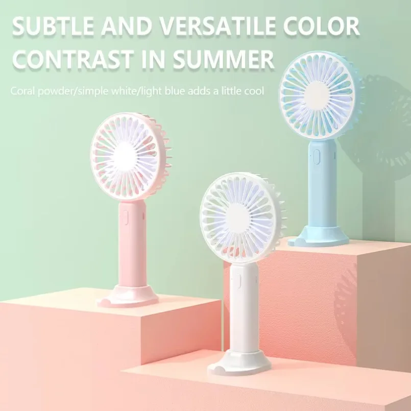 Summer Mini Fan 3 Gears 2 In 1 Handheld Fan With Phone Stand For All Smart Phones Office Outdoor Traveling Rechargeable Cooling