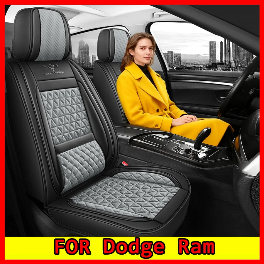 غطاء مقعد السيارة للفصول الأربعة مقاوم للماء من جلد البولي يوريثان ناعم ومريح ومقاوم للاهتراء غطاء مقعد كامل التفاف لسيارة دودج رام #1