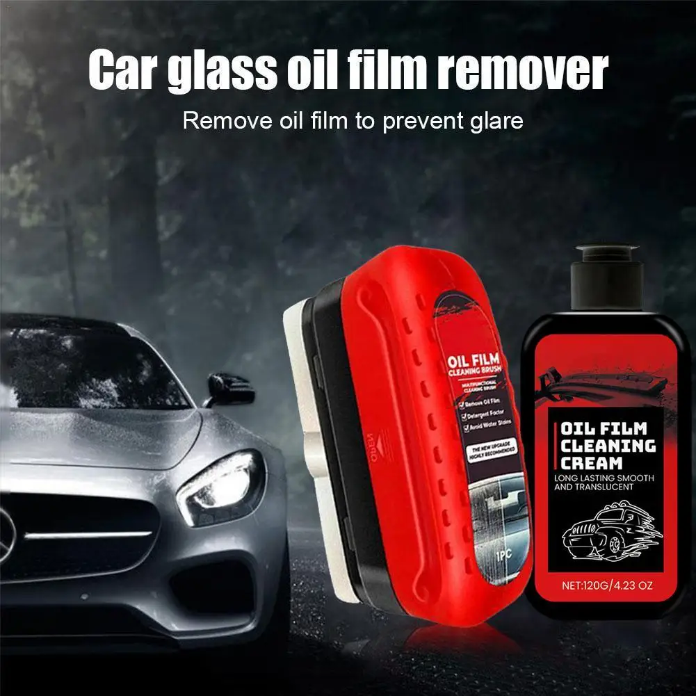 New Car Oil Film Remover Car Front Windshield Oil Film Remover Car Glass Cleaning Fluid Brush Auto Claen Tools