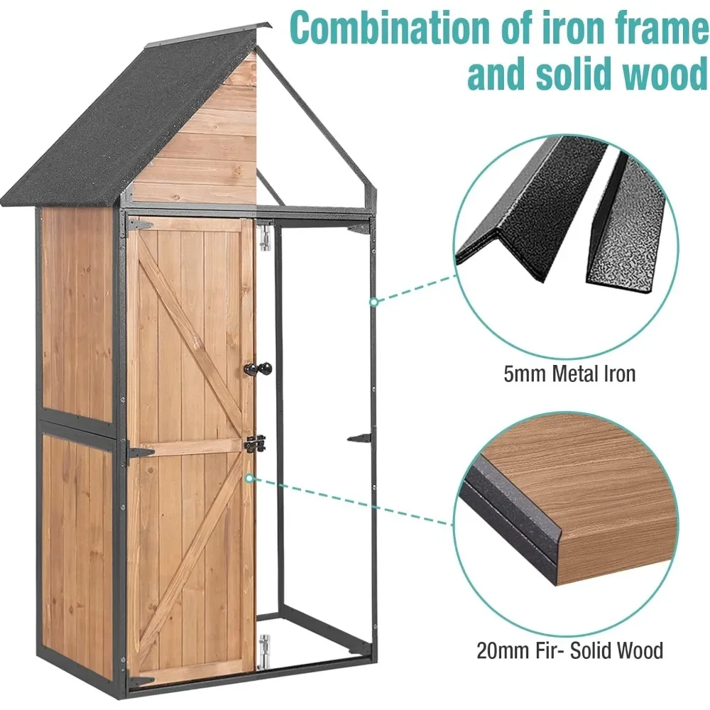 Sheds Outdoor Storage,Garden Shed with Metal Frame Structure and Adjustable Shelves,Large Capacity Storage Tool Cabinet Box