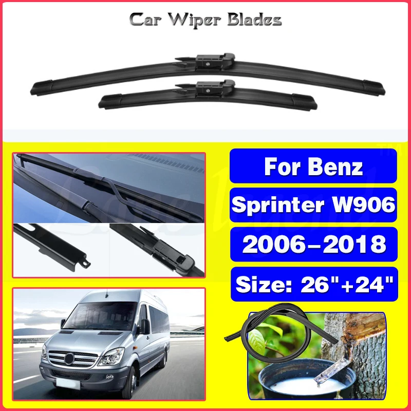 

For Mercedes Benz Sprinter W906 2006-2018 Front Wiper Blades Soft Rubber Windscreen Wipers Auto Windshield 2015 2016 2017 26"24"