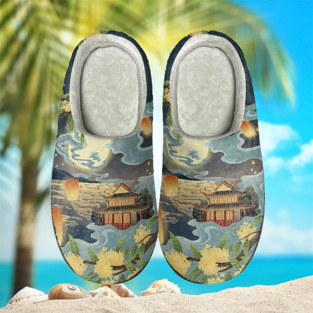 Women's Home Cotton Slippers Chinese Style Pattern Indoor Home Shoes Autumn Winter Warm Slides Closed Toe Pantuflas Custom Image