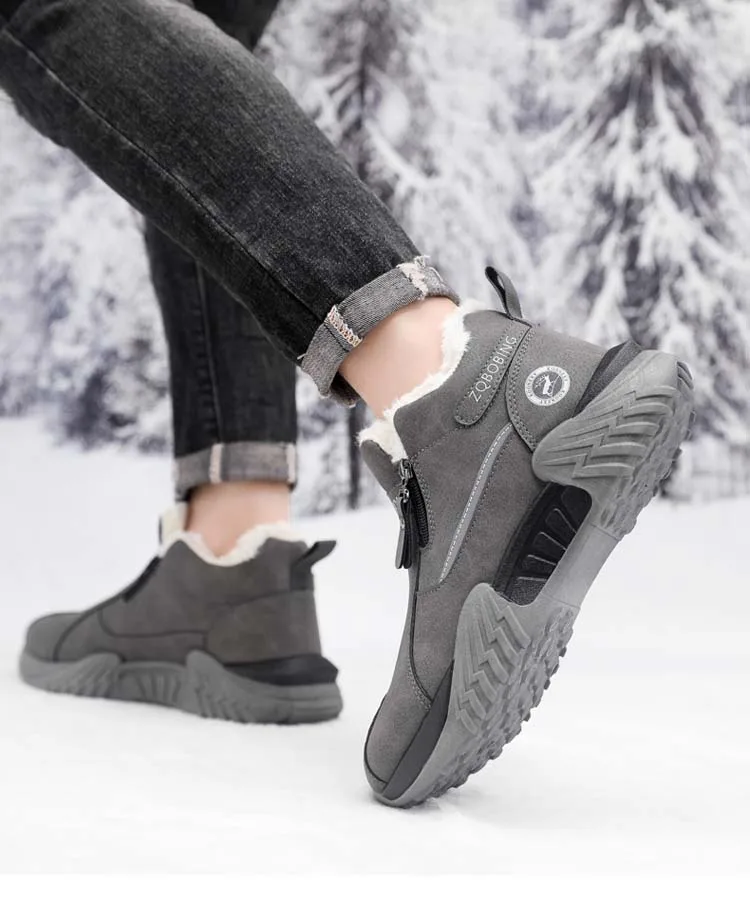Herren Fleece-gefütterte Warme Freizeitschuhe, Herrenstiefel Winter-Schneestiefel, Fleece-gefüttert, Rutschfest und Langlebig, Isoliert mit Baumwolle – Detail 4