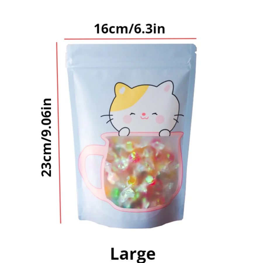 10pcs Cute Animal Print Stand up Gift Bags With Zipper for Small Business Packaging of Candy, Cookies, Snacks, Nuts, Biscuits