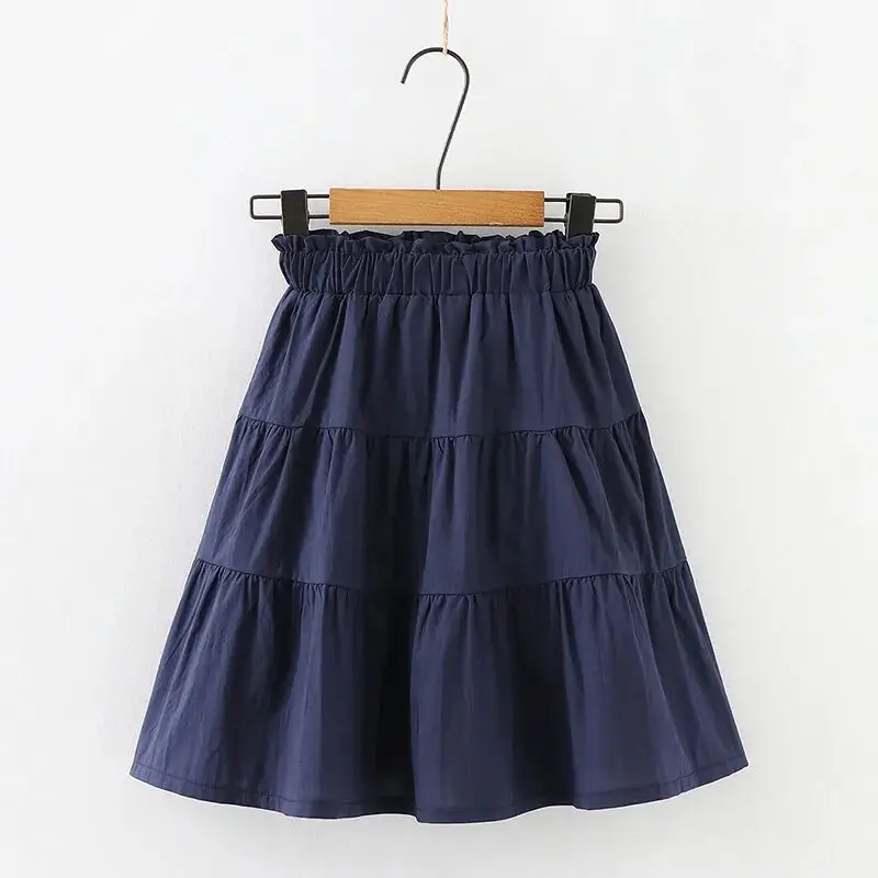 Girls\' Cotton Short Skirt 2024 Summer New Children\'s Half Skirt Summer Fashionable Girl Solid Color Big Children\'s Half Skirt