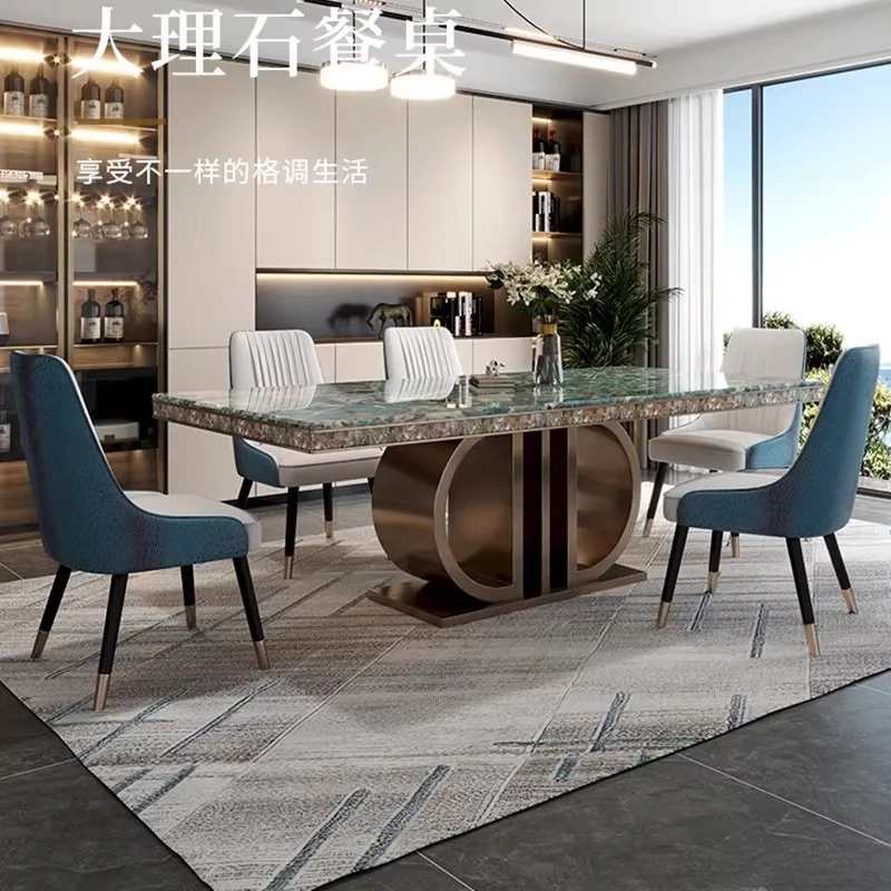 

Slate dining table Italian modern simple stainless steel high-end restaurant