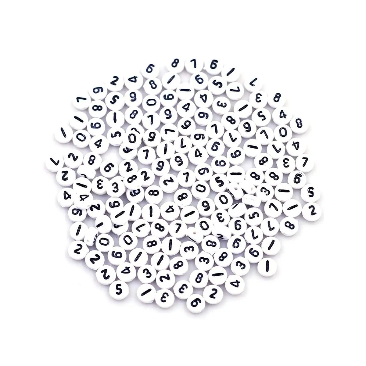 

500PCS White Acrylic Oblate Number Beads Round Mixed Random Figures Spacers 7mm DIY Bracelet Necklace Jewelry Supplies