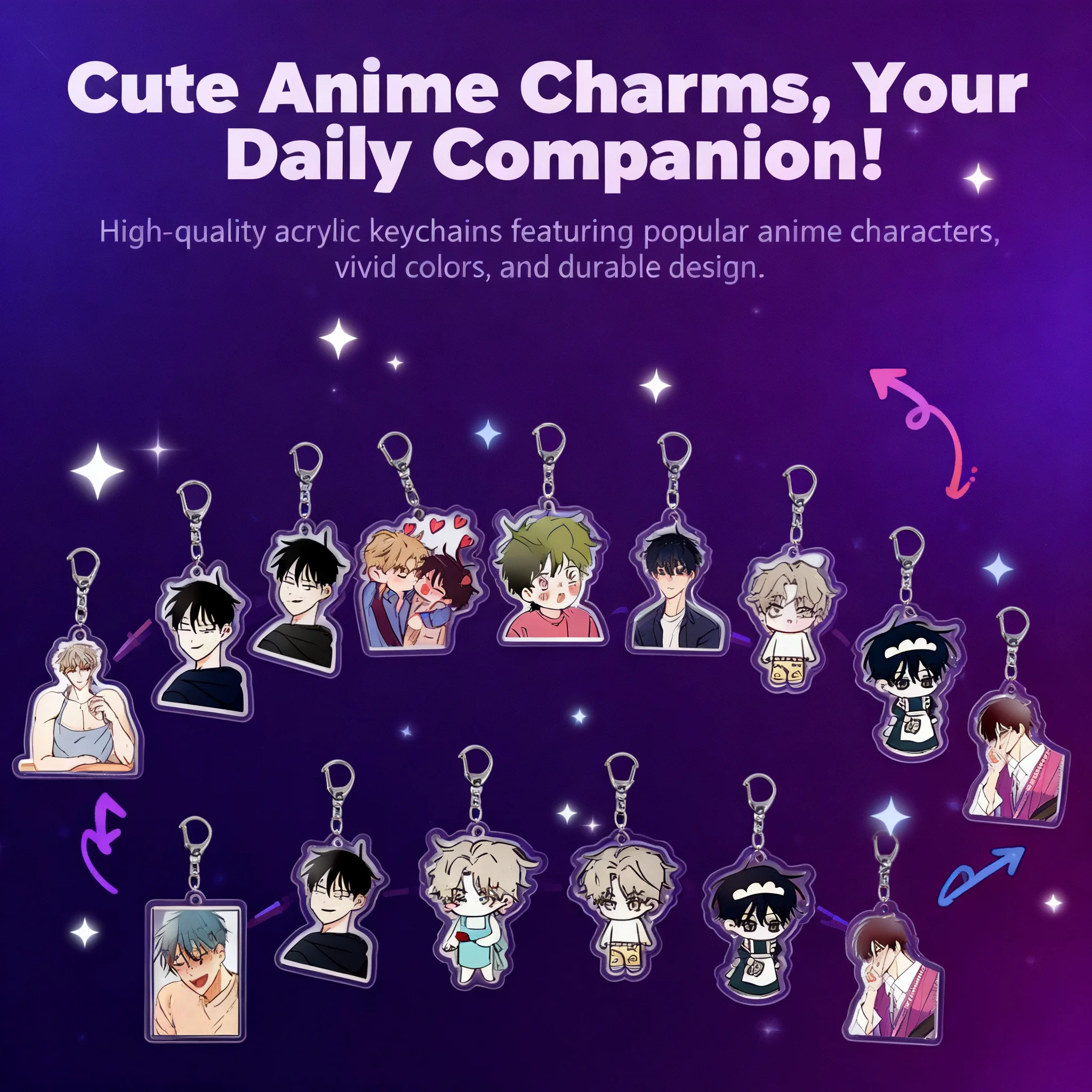 

Anime Keychain Backpack Charm Acrylic Keychain Beach Night Keychain Layered Design Pendant Accessory Ready to Ship Drop Shipping