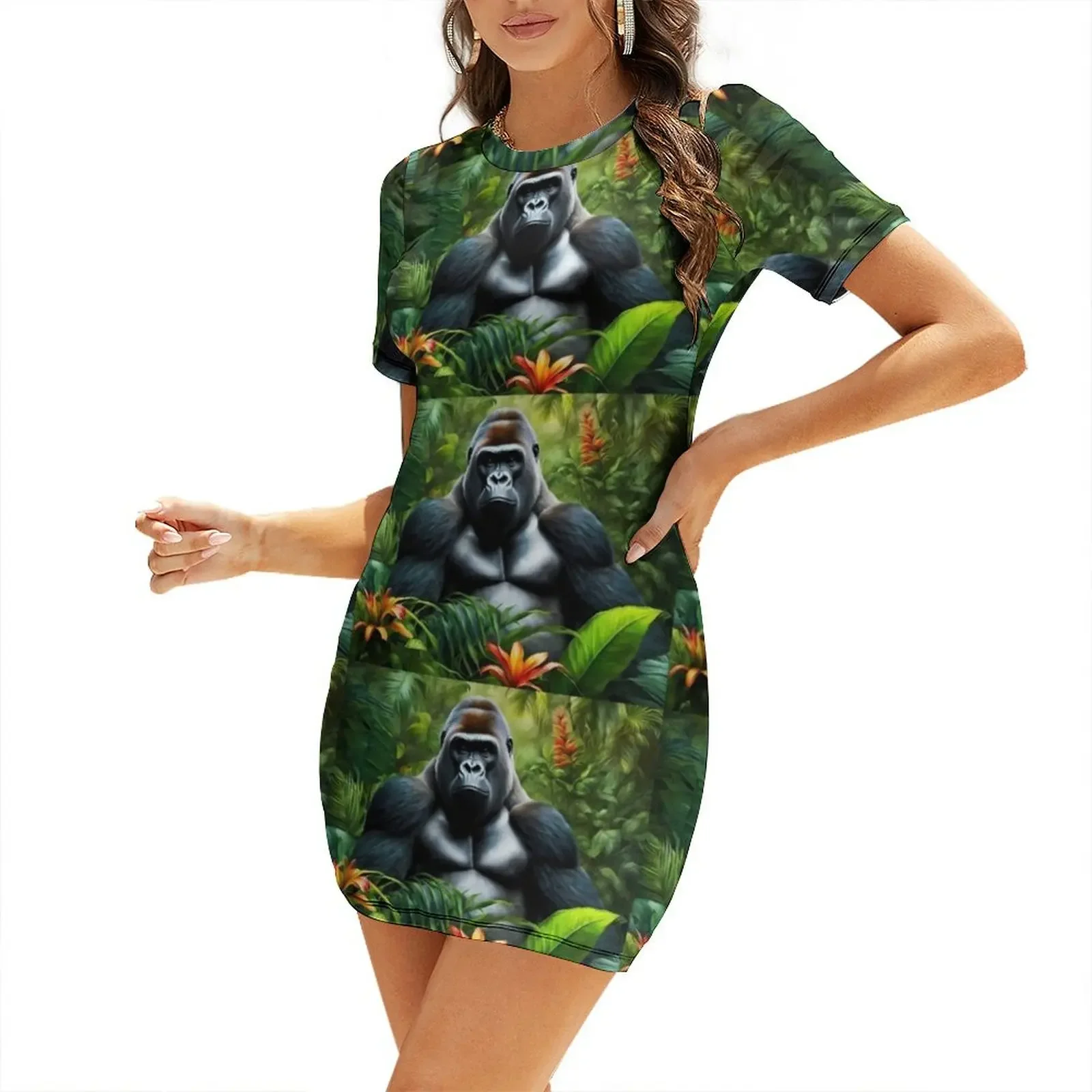 

Gorilla Full Color Art Short-Sleeved Dress womens dress Summer dresses for women prom dresses Dress