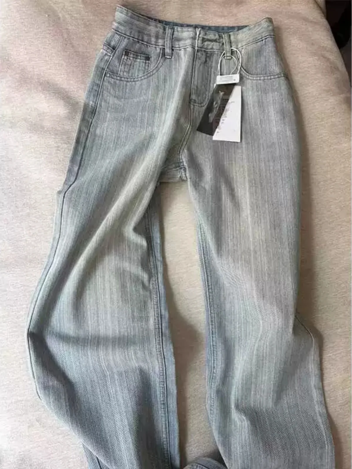 

Retro Vintage Long Dra Denim Jeans Women's Spring Summer plus Size Loose Wide Leg Pants High Waist Slimming Texture