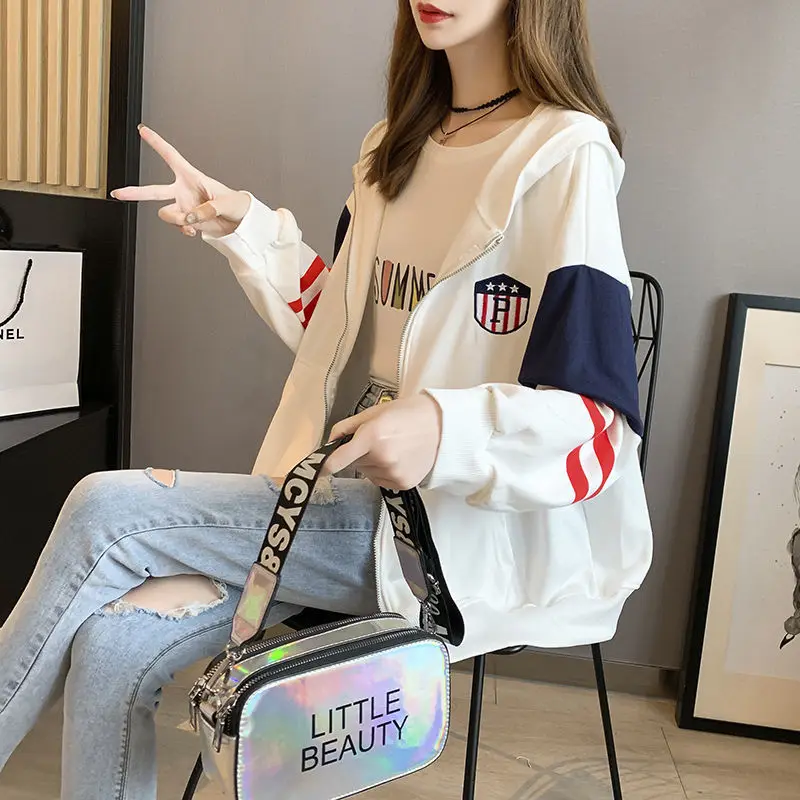 New Cardigan Short Korean Version Zipper Sweater Coat Female Loose Idle Style Spring Autumn Jackets For Women Aesthetic Hoodies