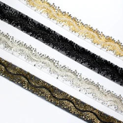 Fashion Embroidery Beaded Lace Ribbon Decoration Tube Beads Sewing Materials Sequins Ribbon Clothing Crafts DIY Accessories