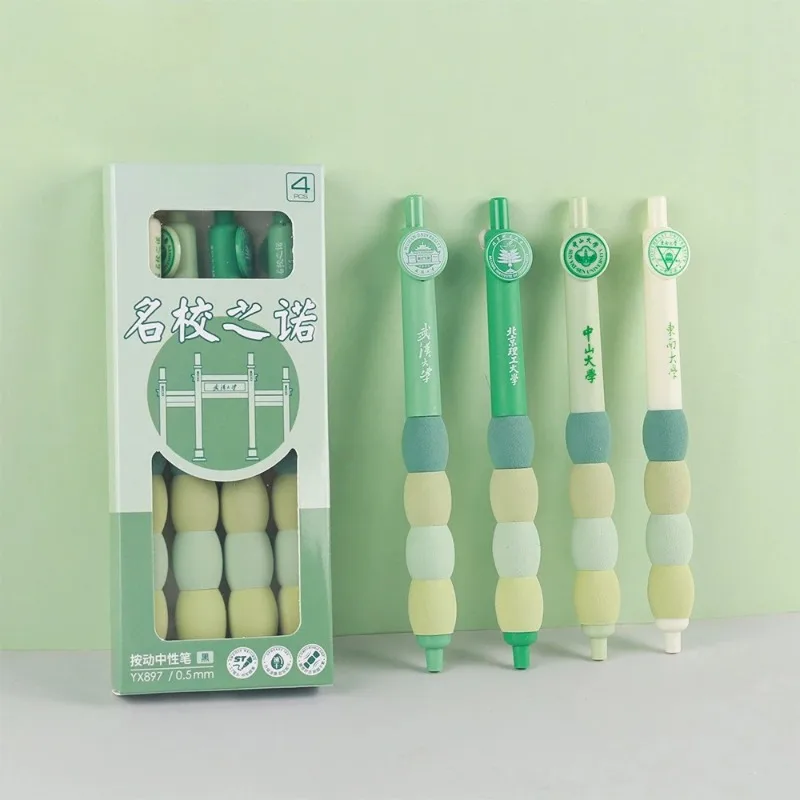 

4pcs Cute Cartoon Gel Pens Blue Ink 0.5mm Soft Grip Retractable Kawaii Stationery School Supplies Cute Pens