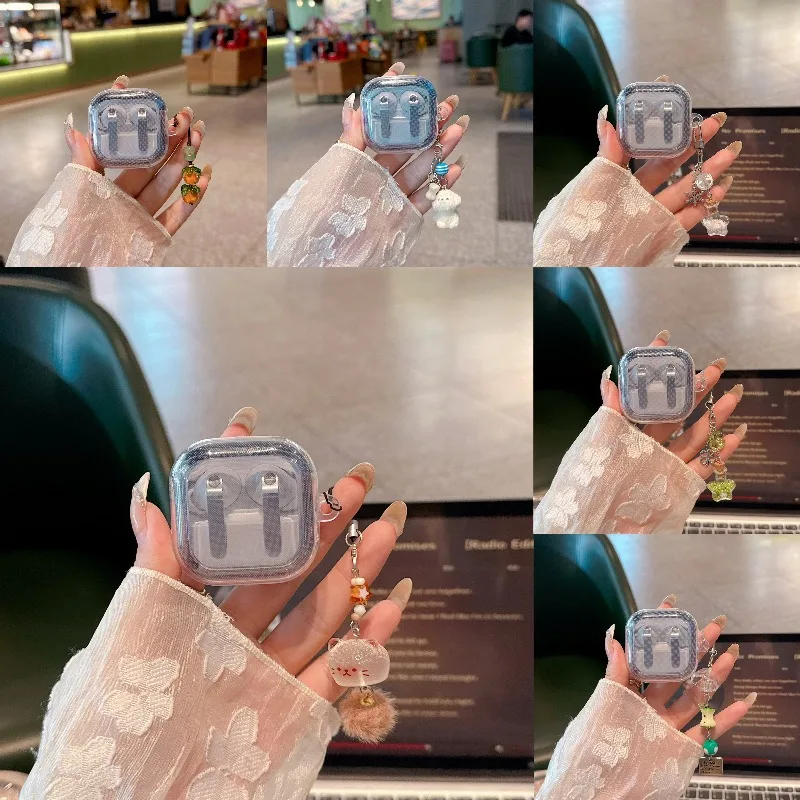 For Samsung Galaxy buds4/Galaxy buds4 pro/Buds2 PRO/Buds Live/Buds pro/Buds FE/Buds Core Cute Clear TPU Shell With Keyring
