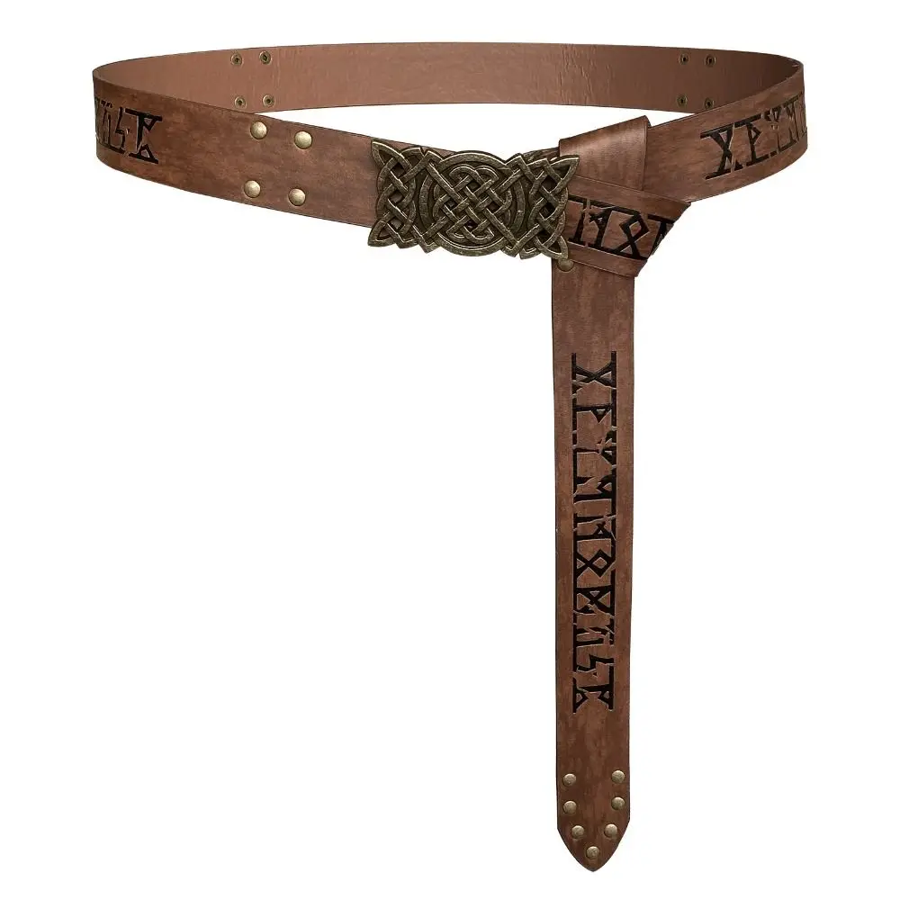

Рельефный ремень с пряжкой викингов в стиле Ренессанс и принтом, рыцарский кельтский пояс из искусственной кожи, средневековый пояс, аксессуары для костюмов для косплея
