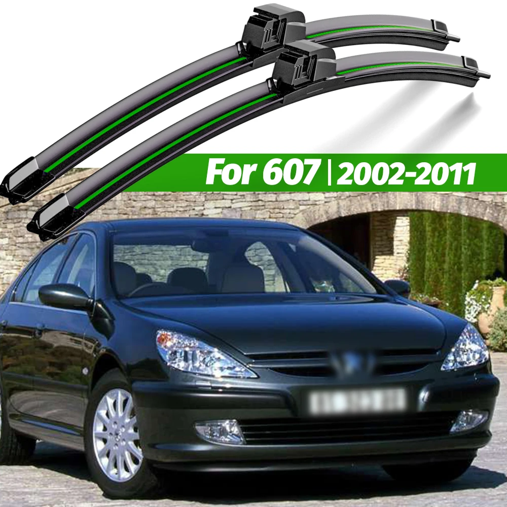 Scheibenwischer LHD Frontwischerblätter für Peugeot 607 2002–2011 Windschutzscheibe Windschutzscheibe sauberes Fenster Auto Regenbürsten Natur 26"+22"