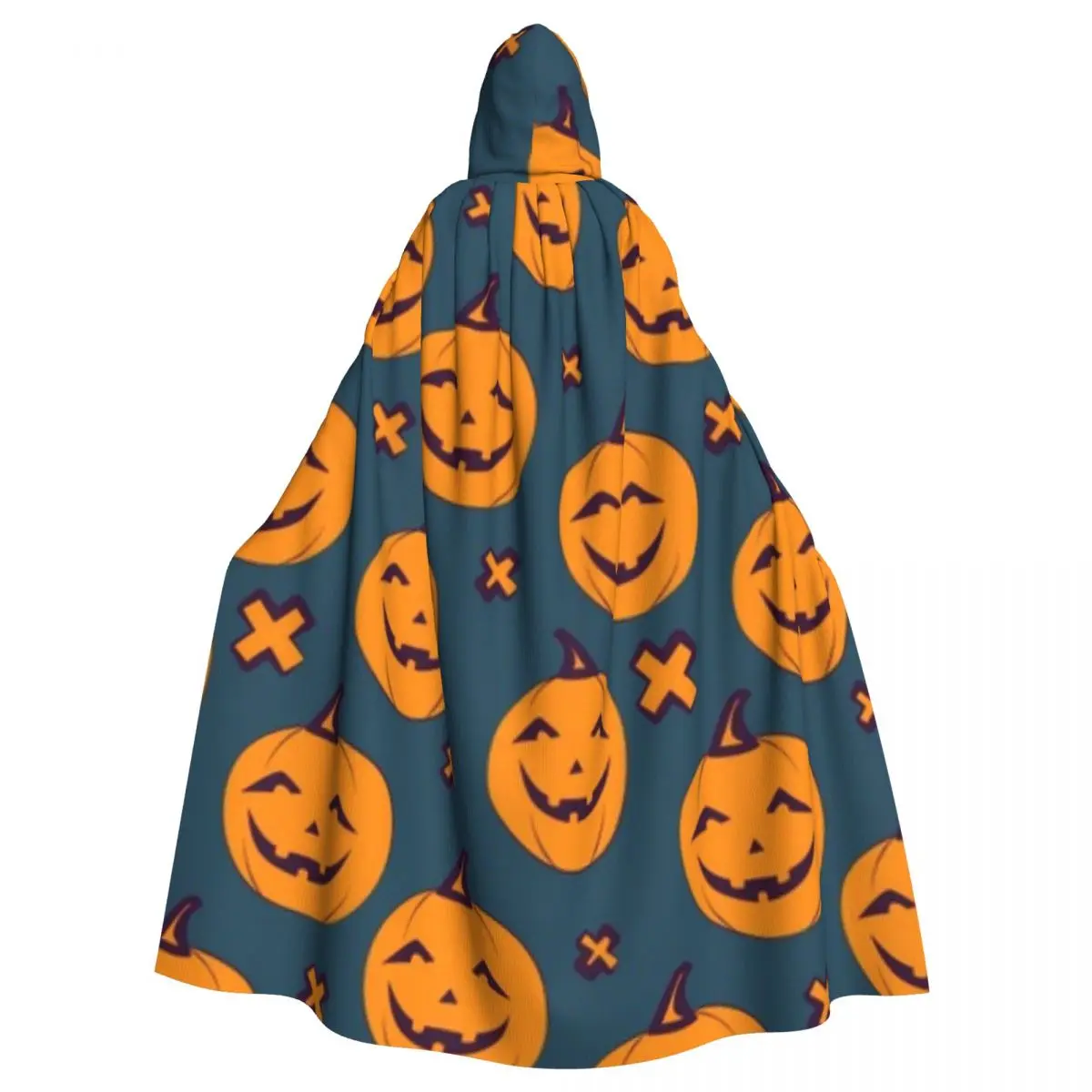 

Adult Vampire Cape Hooded Robe Scary Pumpkin Halloween Cloak Full Length Cosplay