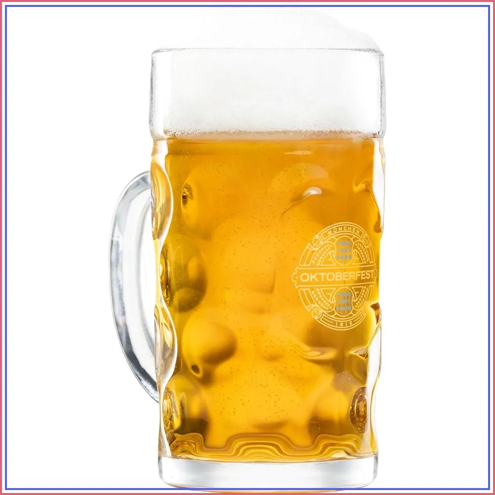 1L German Beer Stein - Authentic Oktoberfest Mug - Dishwasher Safe Glass - Perfect for Weissbier, Festivals & Gifts
