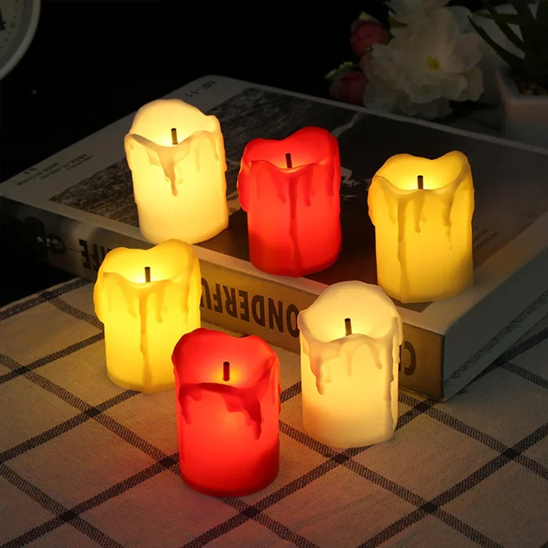 1/6PCS Flameless LED Candles Battery Operated Black Core Tea Lights Wedding Birthday Party Home Decor Electronic Fake Candles