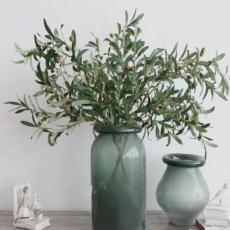 Artificial Olive Branches for Vase, Faux Olive Tree Stem, Greenery Plant, Room Decoration, Floral Arrangement, Garland, 3Pcs