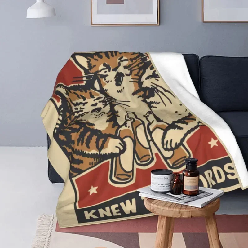 Cat Drink Beer Everybody Knew The Words Blanket Fuzzy Vintage Warm Throw Blankets for Home All Season