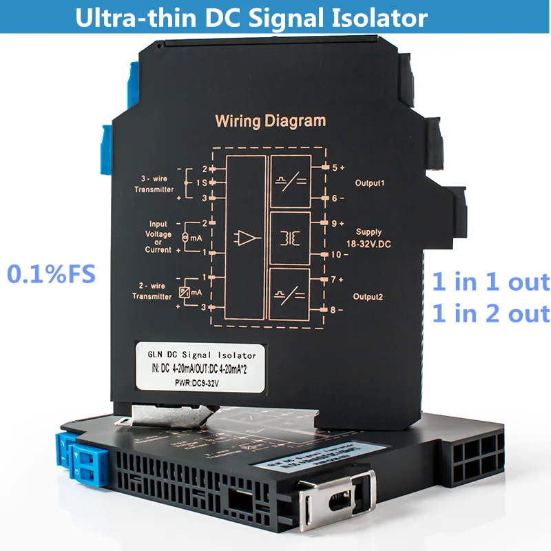 Ultra-thin DC Signal Isolator Transmitter Current Voltage Isolation 4-20MA 0-5V 0-10V