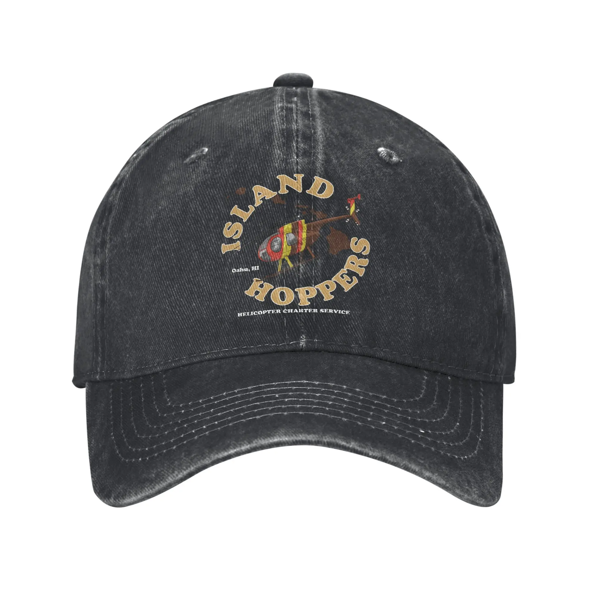 

Magnum-PI Island Hoppers Baseball Cap Distressed Washed Helicopter Charter Service Snapback Unisex Outdoor Travel Adjustable Hat