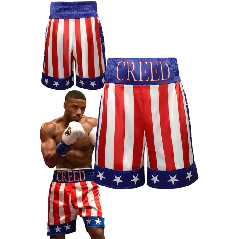 Short de boxe Adonis Creed pour homme, costume de cosplay, film Creed III, jeu de rôle fantaisie, troncs de gastronomie, pantalon court de sport, salle d'homme, SN88