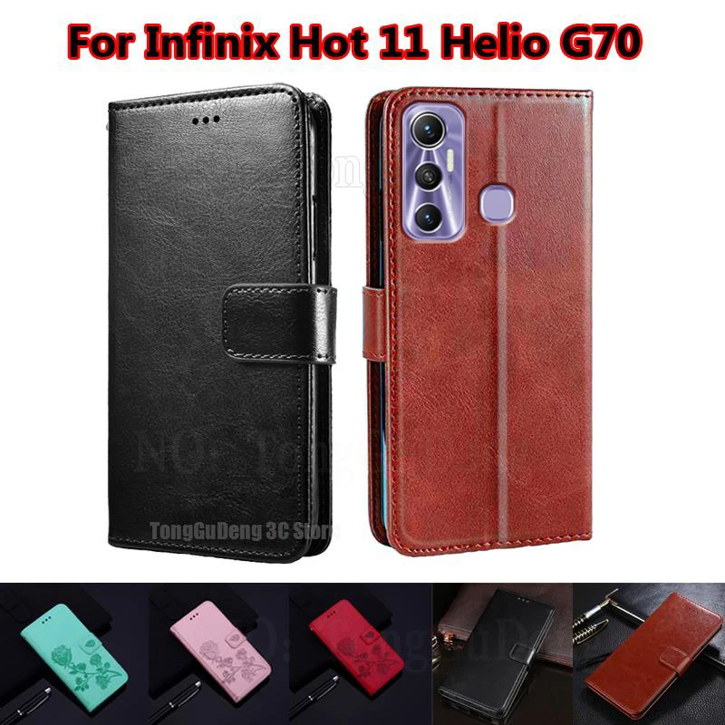 

Protective Wallet Phone Case For Infinix Hot 11 X662 Flip Cover Funda Coque Carcasa Para Infinix Hot11 Helio G70 6.6" Mujer Etui