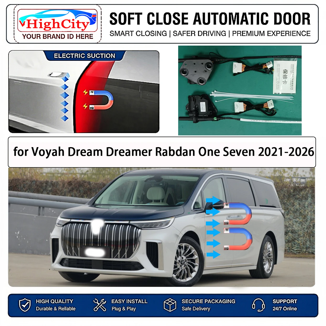 for Voyah Dream Dreamer Rabdan One Seven 2021-2026 Electric Suction Soft Close Door Kit Smart Anti Pinch Auto Cinch Latch System