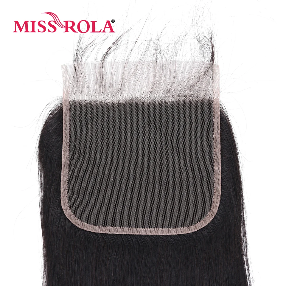 Miss Rola Hair-extensiones de pelo brasileñas con cierre Frontal, accesorio capilar liso de 5x5 y 6x6, cabello 100% humano Remy, color marrón claro