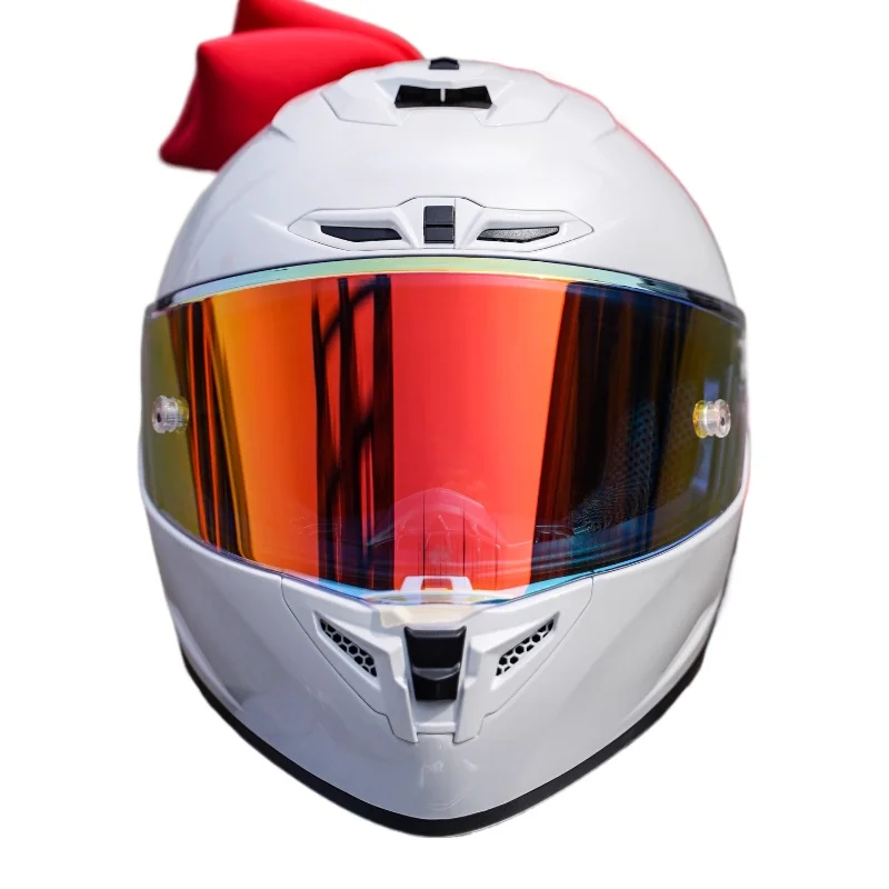 

Motorcycle full helmet bow girl locomotive riding retro cruise white fender helmet