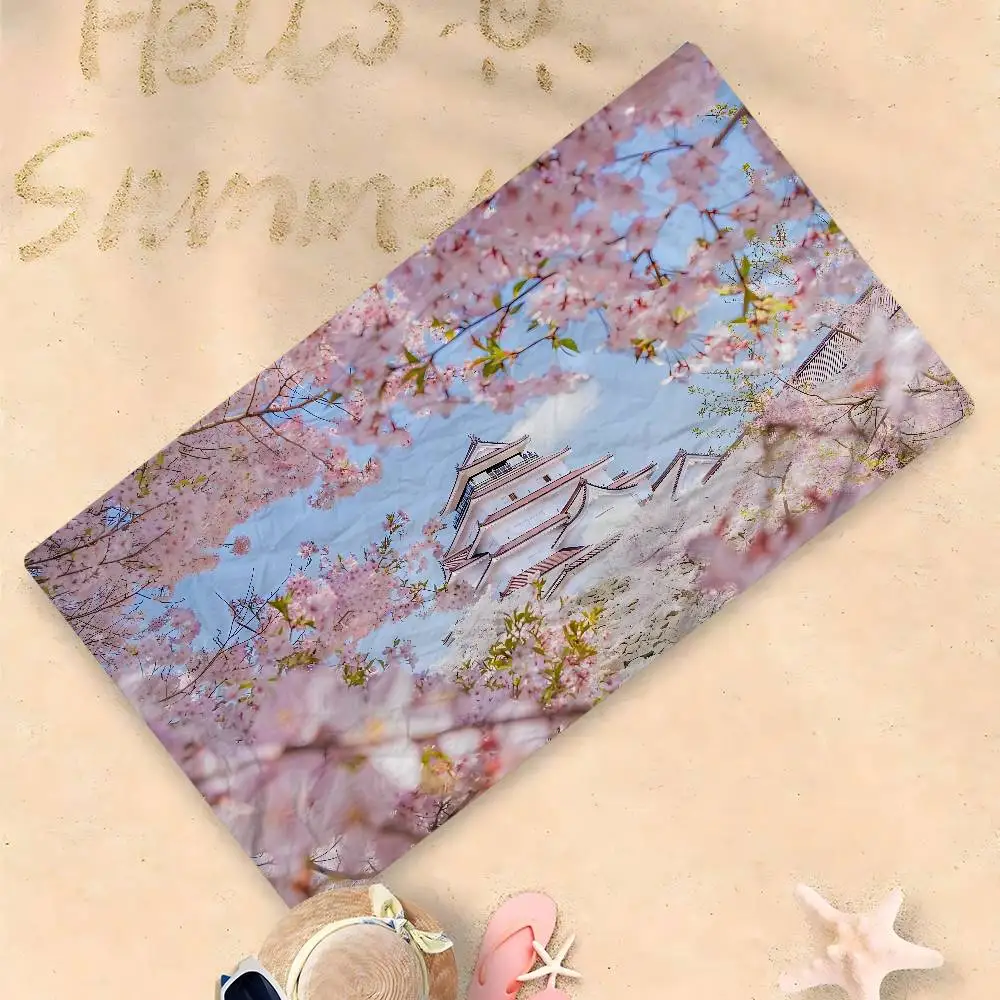 Japanese Cherry Blossom Big Microfiber Beach Towels Quick Dry Towel Sand Beach Towels Pool Towel for Travel Swim Pool Yoga