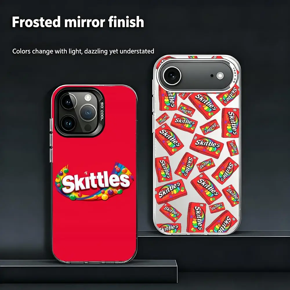 Funda para Teléfono con Diseño de Skittles, Colorida, Rígida, Mate, Resistente a Impactos, para iPhone 13/14/15/16/17 Pro Max