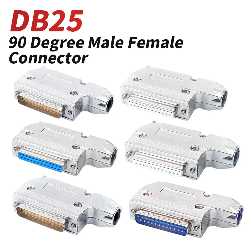 90° Elbow DB25 Housing Male Female Connector 25 Pin 90 Degree Outlet Metal Housing Plug Industry Connector Computer Components