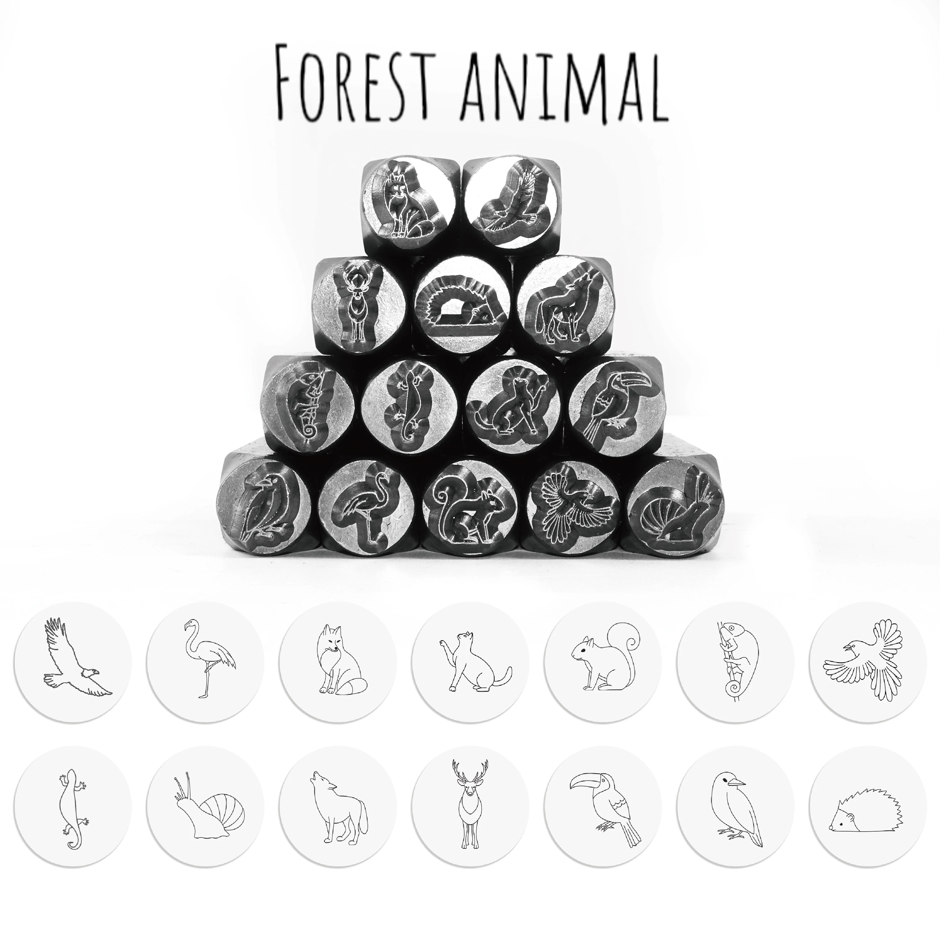 Metal Stamping Jewelry Making Supplies Forest Animals Metal Design Stamp for Metal, Jewelry  (8.5mm)