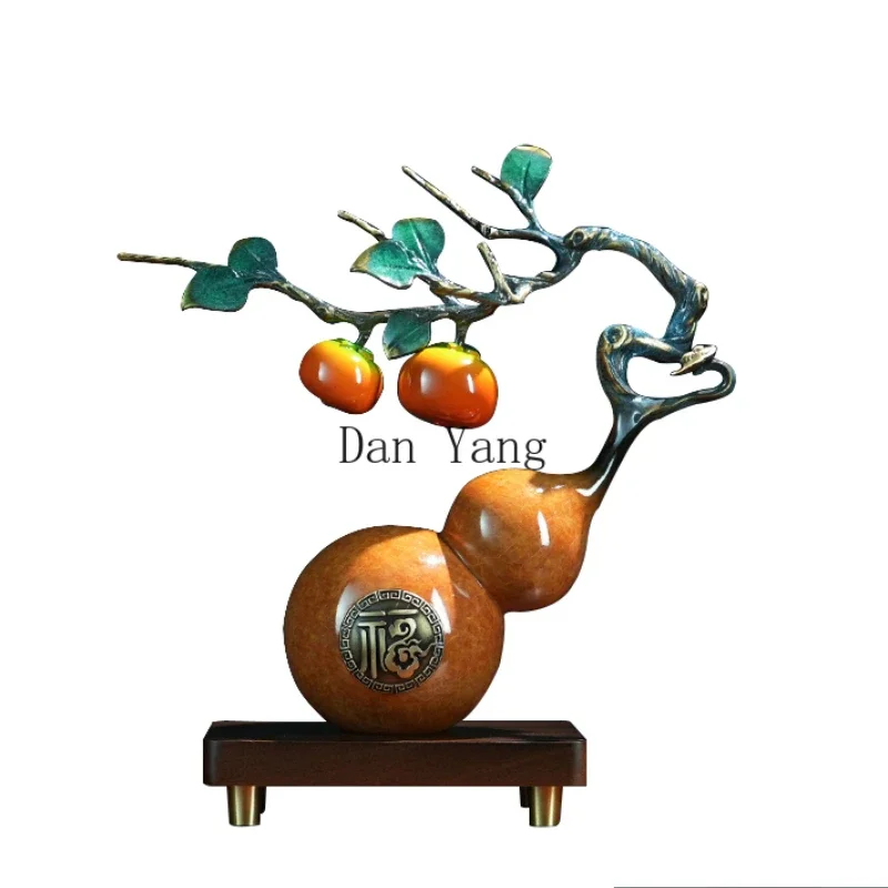 

yj all-copper persimmon Ruyi gourd ornament new Chinese copper luxury living room entrance lucky decoration housewarming gifts