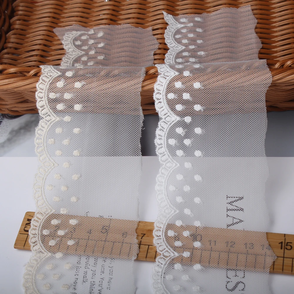 White Cotton Thread + Embroidered Mesh Lace Garment Lace Ribbon Fabric Trims Trimmings DIY Handmade Sewing Accessories