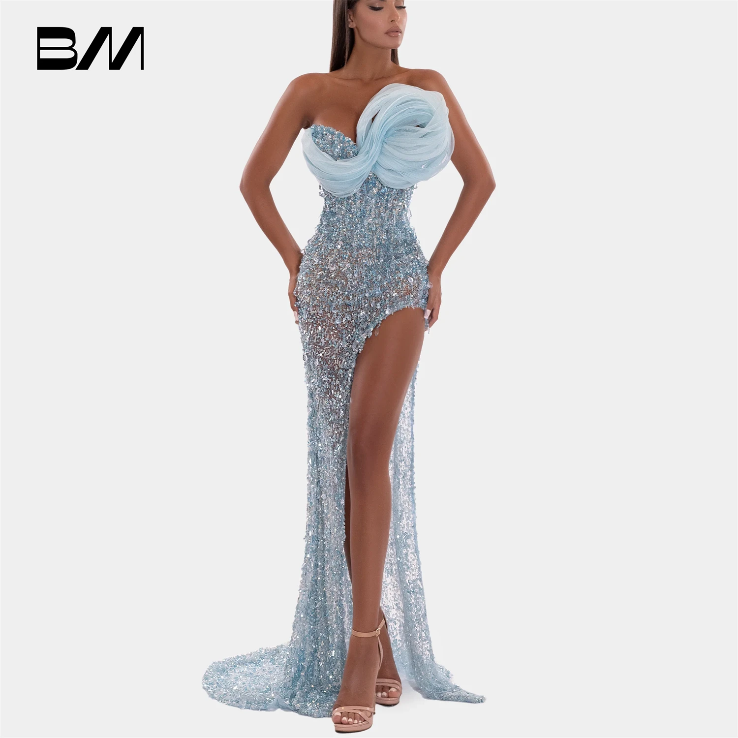 Sexy Illusion Long Prom Dress for Women Strapless Haute Couture Women's Long Evening Dresses Customized Party Prom Gown