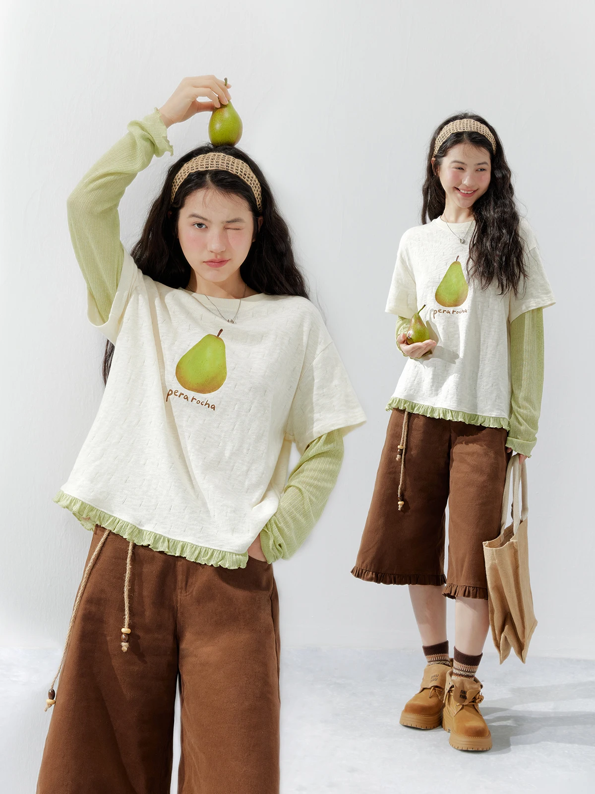 

Loose Casual ort Sve T-irt Women Summer Big Size Fat MM Slimming Top Pear ape Print Comfortable Breathable Polyester