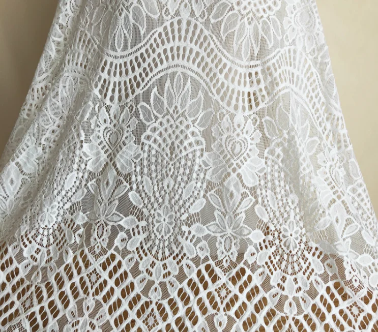 Thick Soft Lace Fabric for Wedding Dress, Eyelashes Pressure Yarn, Geometric Flower Decoration Accessories, New Style