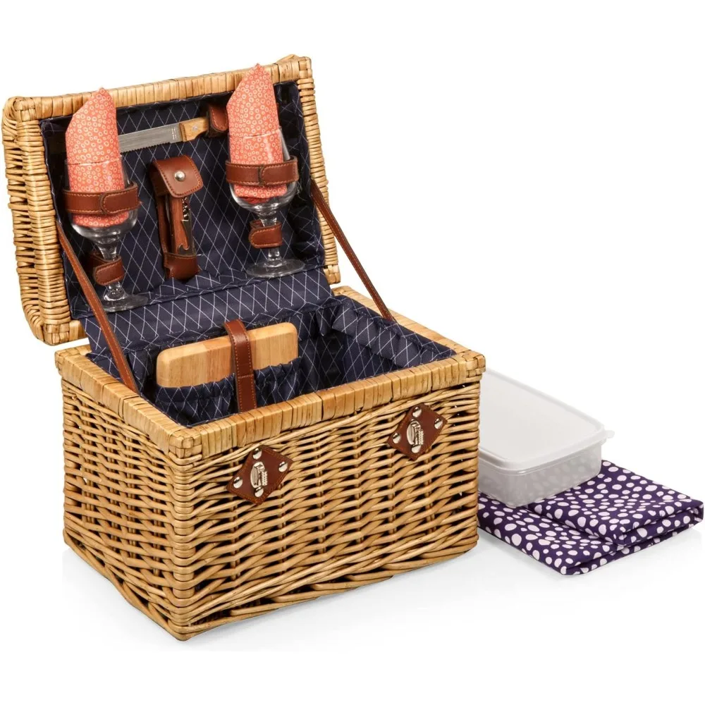 Napa Wine & Cheese Picnic Basket for 2 - Wine Picnic Basket Set