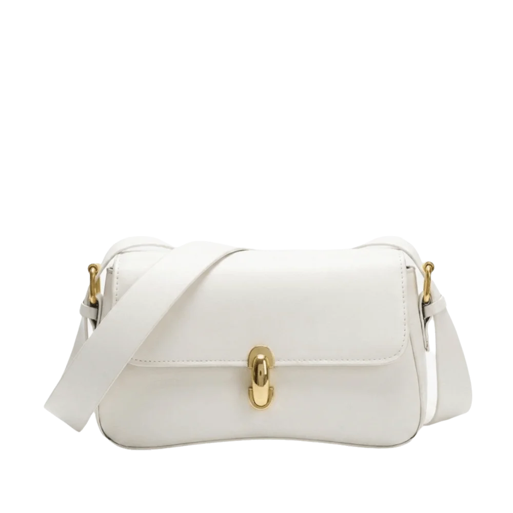 Fashion PU Faux Leather Shoulder Bag Light Luxury Minimalist Square Underarm Bag Metal Lock Solid Color Handbag For Women Girls