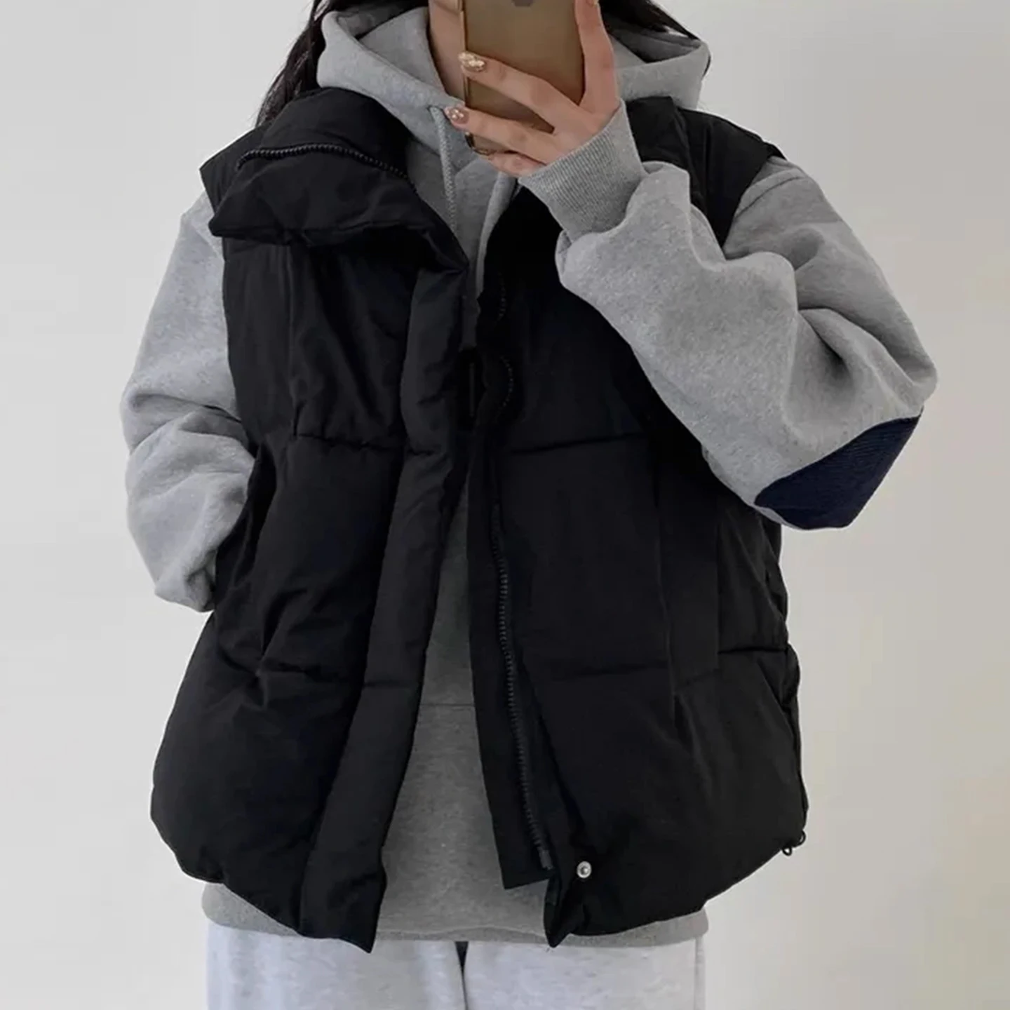 

Women's Thiened Warm Stand Collar Vest Cotton Jaet Outerwear Layering Clothing Bread Sle Upper Body Winter New Arrival