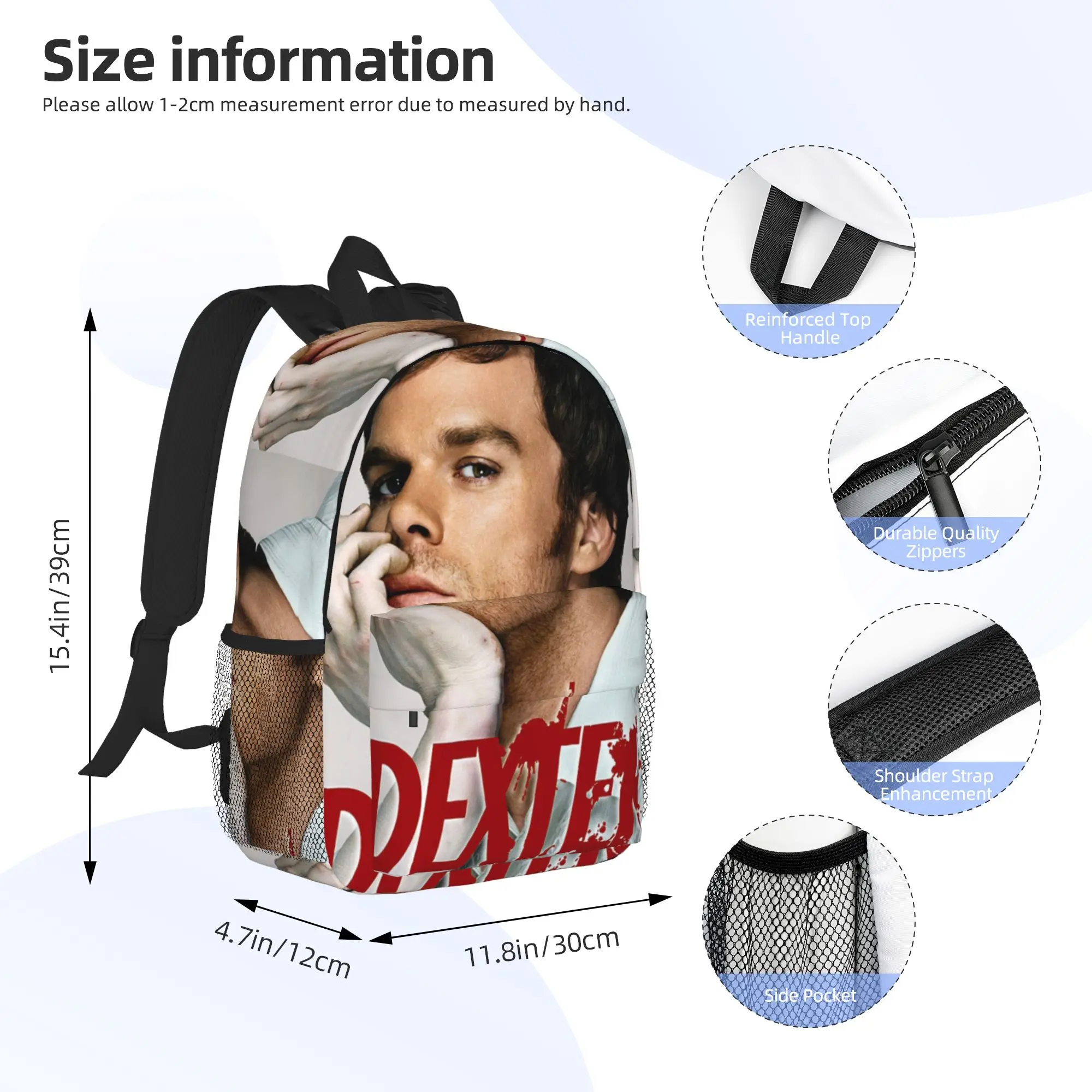 Dexter Morgan Movies Backpack Hot Sale Daypack Large Capacity Boys Girls BookBag Shoulder Bags for Men Women School Bag