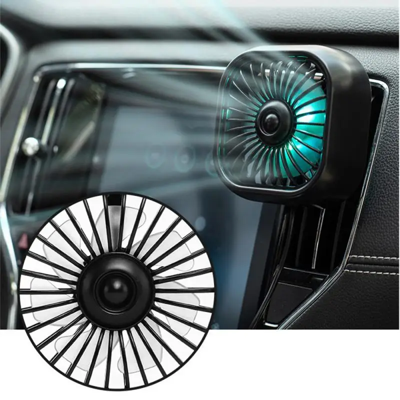 Car Fan USB Charging Car Air Outlet Mini Electric Fan Multifunctional LED Light Seven-blade Turbo Fan Car Electronic Supplie