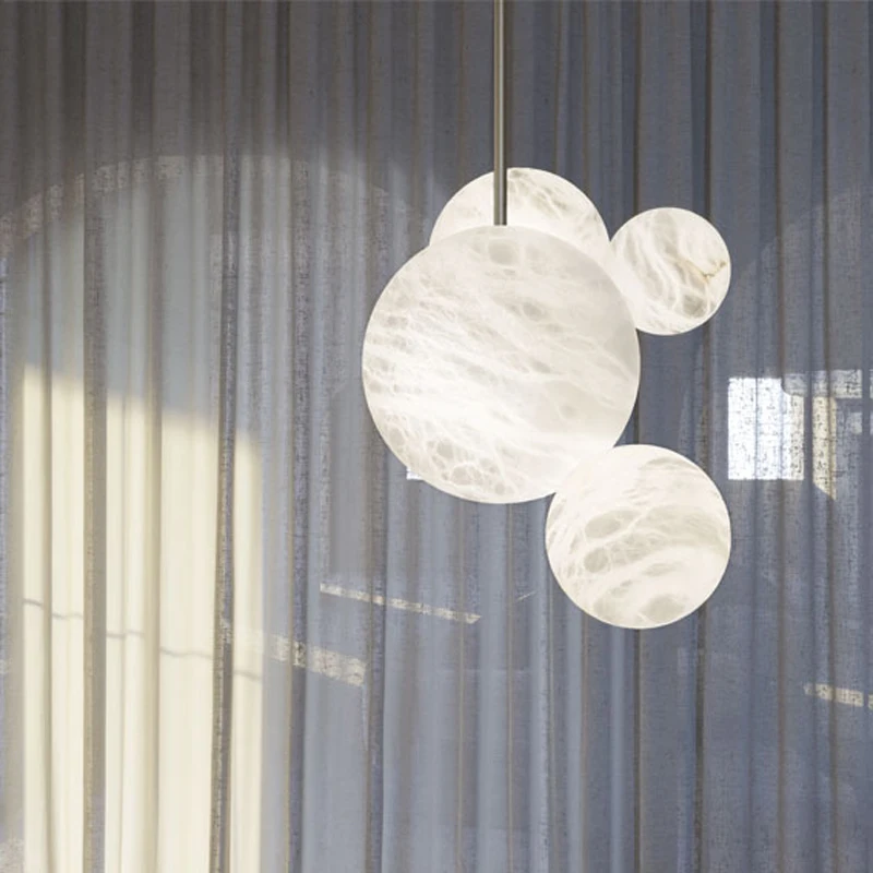 2026 Trendy Marble Bubble Design Black Gold LED Chandelier Hanging Lamp Alabaster Suspension Luminaire Lampen For Dinning Room