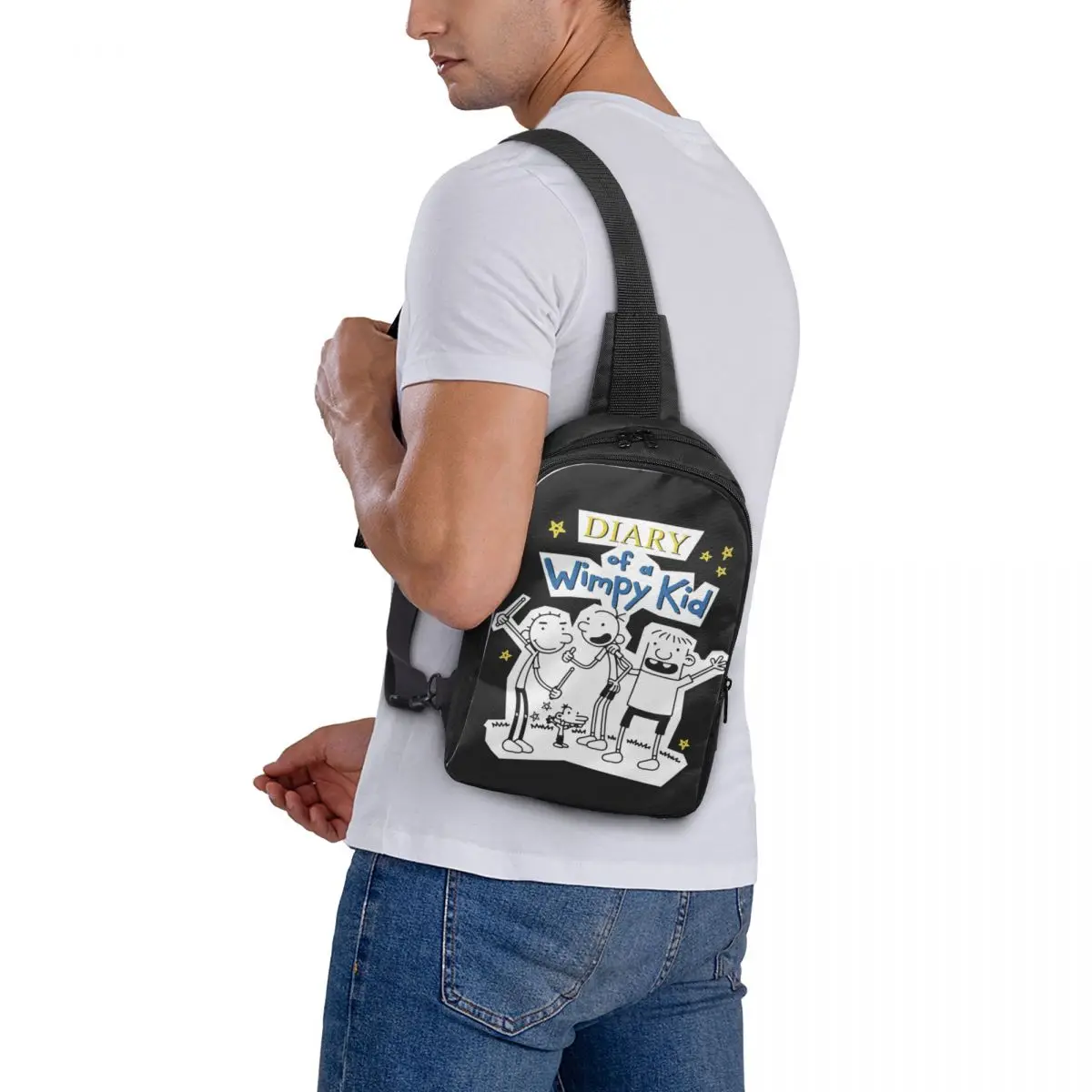 

Diary Of A Wimpy Kid Group Chest Bag Men Sling Crossbody Backpack Chest Bag Traveling Hiking Daypack Shoulder Bag