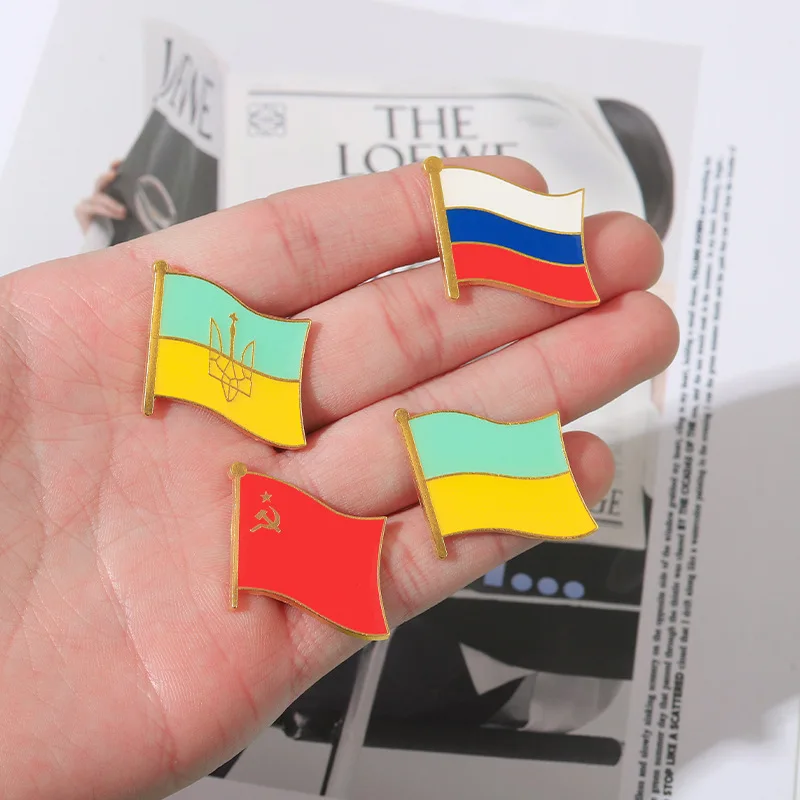 Ukraine and Russia Flag Enamel Pins Custom Peace and Love Brooch Backpack Hat Lapel Badge Jewelry Gift Wholesale Drop Shipping